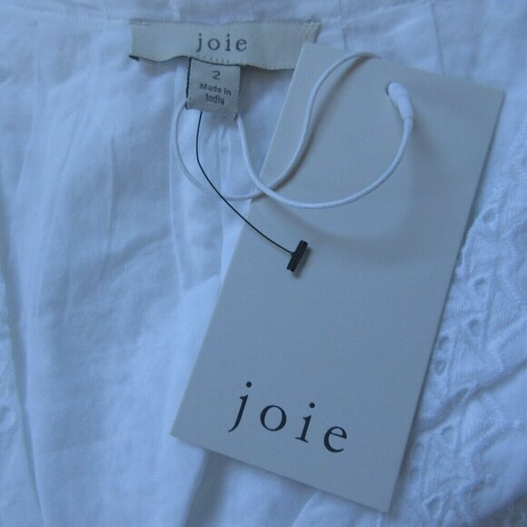 NWT Joie Azariah Midi in Clean White Embroidered Eyelet Faux Wrap Dress 2 $348 - Picture 3 of 9